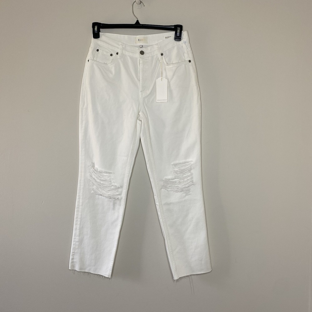 Rails The AtWater Blanche Distress Slouchy Straight Jeans 27 Button Fly Raw Hem